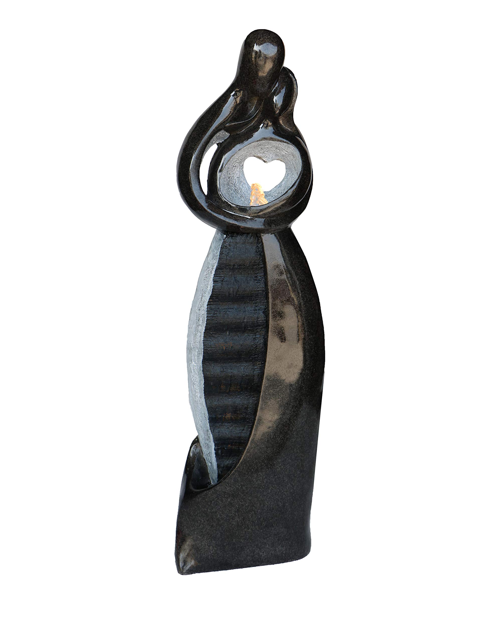 55" H Water Fountain with LED Large Fiberglass Decorative Fountain Backyard Waterfall Feature for The Patio & Garden