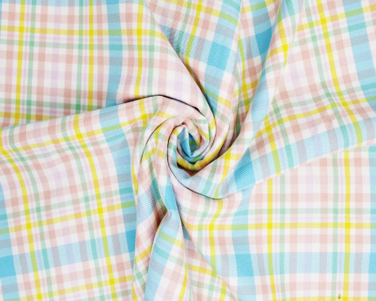 Glamour Secrets Rainbow Tartan Fabric - Polyviscose Craft Fabric - Perfect For Clothing - 58" Wide - 147 Cm - Weight 219 Gsm (Rainbow)