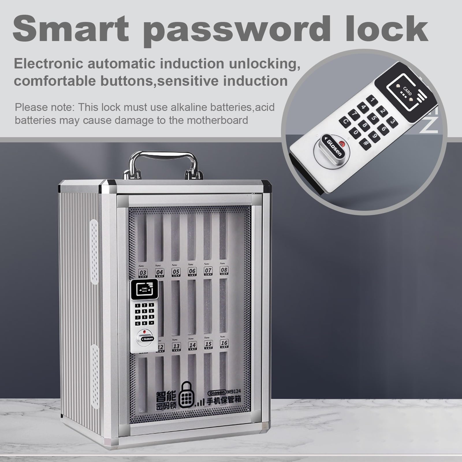 Armadio Porta Cellulare Fissato Al Muro In Lega Di Alluminio, Armadietto Metallico Portacellulare, Con Serratura Armadietto Per Telefoni Cellulari Desktop Per Dipendenti(36 slots)
