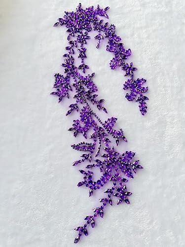 Vista 49 de PLune Diamantes de imitación acrílicos brillantes hechos a mano en apliques de encaje, cuentas de costura, parches para accesorios para vestido