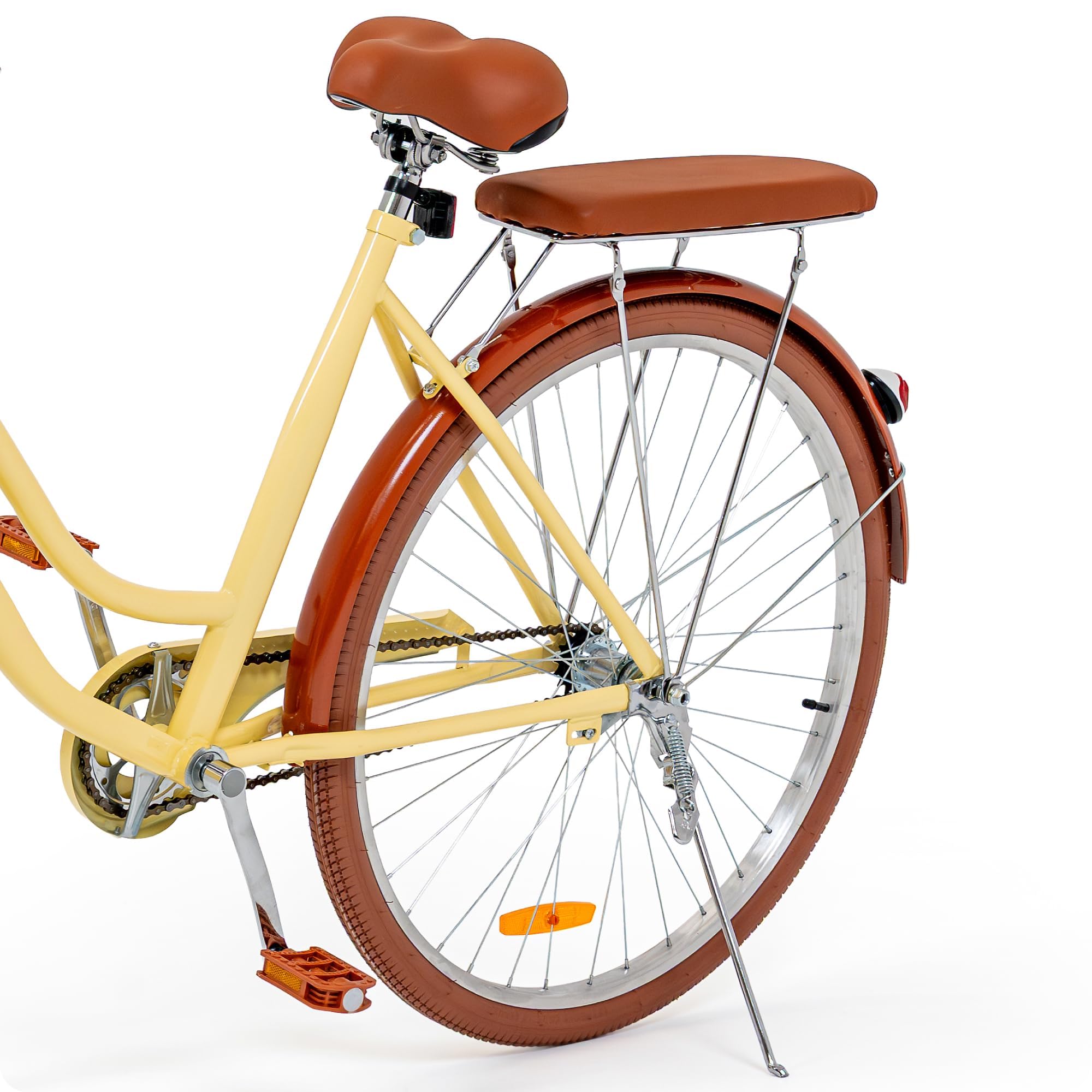 THUNDER Citybike 28 Zoll Damenfahrrad – Retro Fahrrad mit Korb & Gepäckträger, Stahlrahmen 17”, 1 Gang, V-Brake & Rücktrittbremse, Schutzbleche, Ständer,