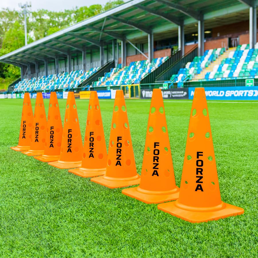 FORZA Coni da Allenamento 51 cm | Set Formazione da 4 o 8 | Ostacoli Allenamento Calcio Alta visibilità, Allenamento Agilità, velocità – 4 Colori