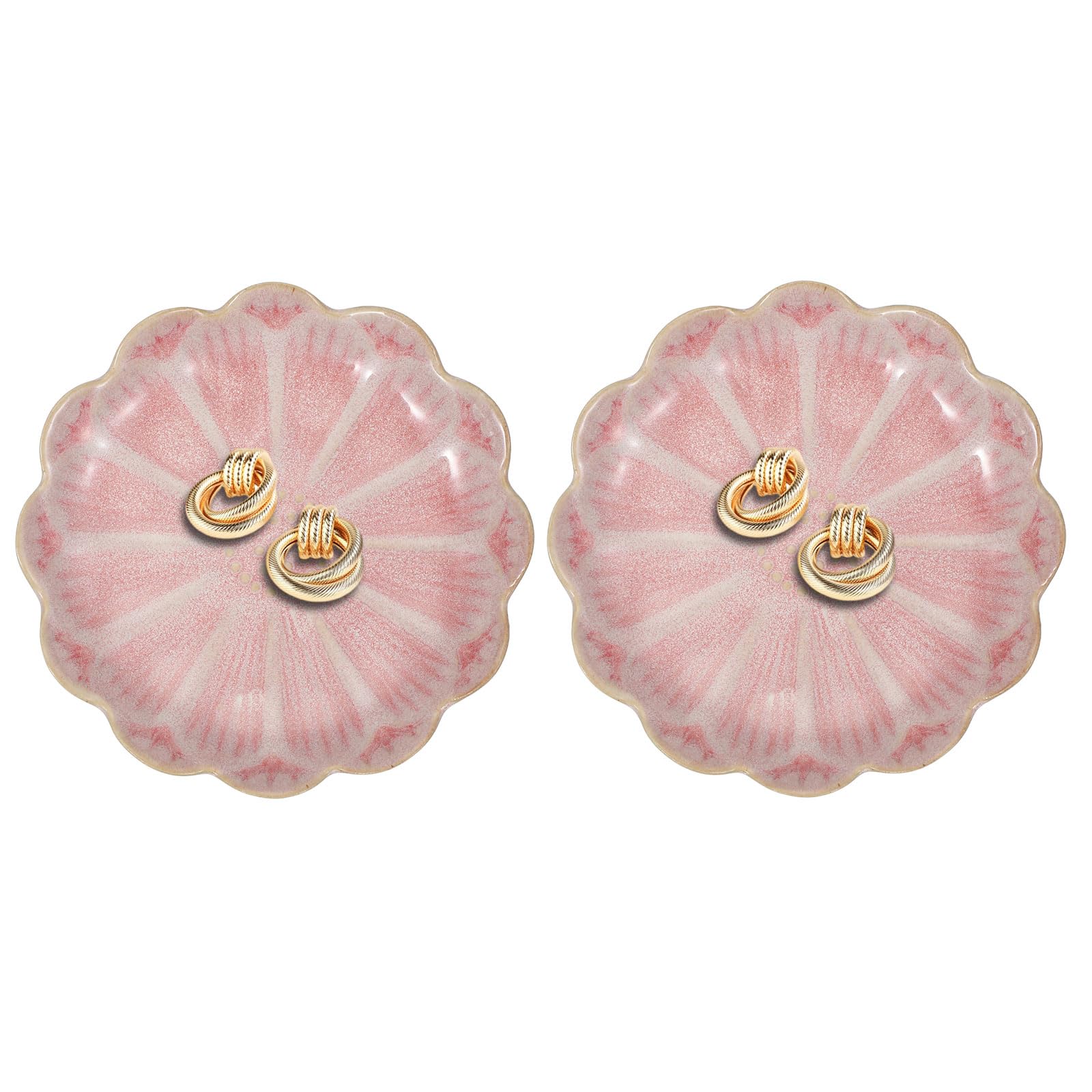 Assiette à bijoux en céramique tournesol rose pour bagues, lot de 2
