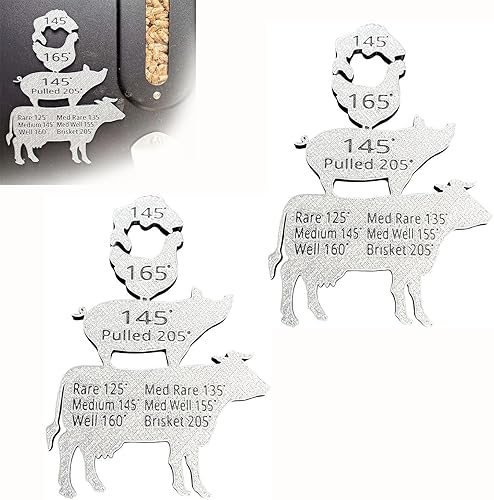 2 piezas de regalo de barbacoa para hombres, fiesta de parrilla para marido, imán de temperatura de carne de metal, guía de temperatura de cocción