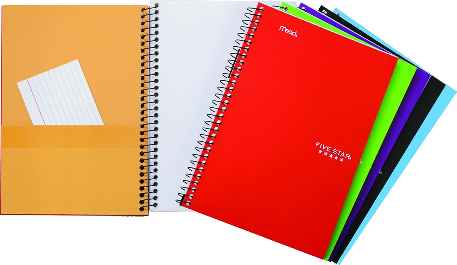 Five Star Wirebound 2Subject Premium Heavyweight Notebook, College Ruled, 3 Hole Punched, 9.5x6