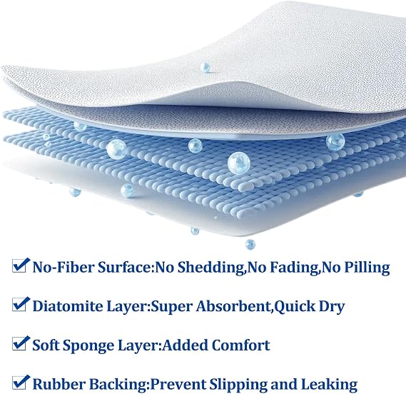 Hocklliy 40 * 60CM Super Absorbent Non-Slip Stone Bath Mat - Quick Drying, Anti-Mould Bathroom Upgrades, Stylish & Functional Home Decor