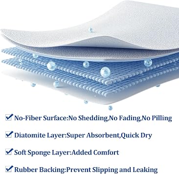 Hocklliy 40 * 60CM Super Absorbent Non-Slip Stone Bath Mat - Quick Drying, Anti-Mould Bathroom Upgrades, Stylish & Functional Home Decor