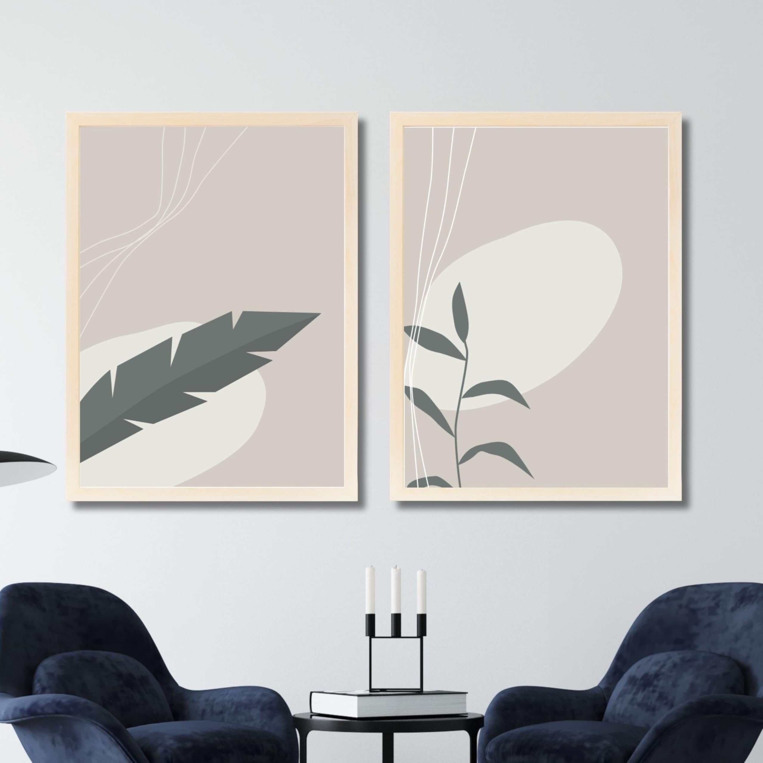 CRAFT QUEST Wall Art Decor Paintings | Set of 2 Floral Wall Art Frames for Home Decoration | Ideal for Living Room, Bedroom & Office (Style 112) (Natural, 10 x13 Inches Each)