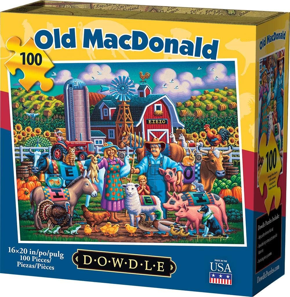 D·O·W·D·L·E Jigsaw Puzzle - Old Macdonald - 100 Piece, Colorful