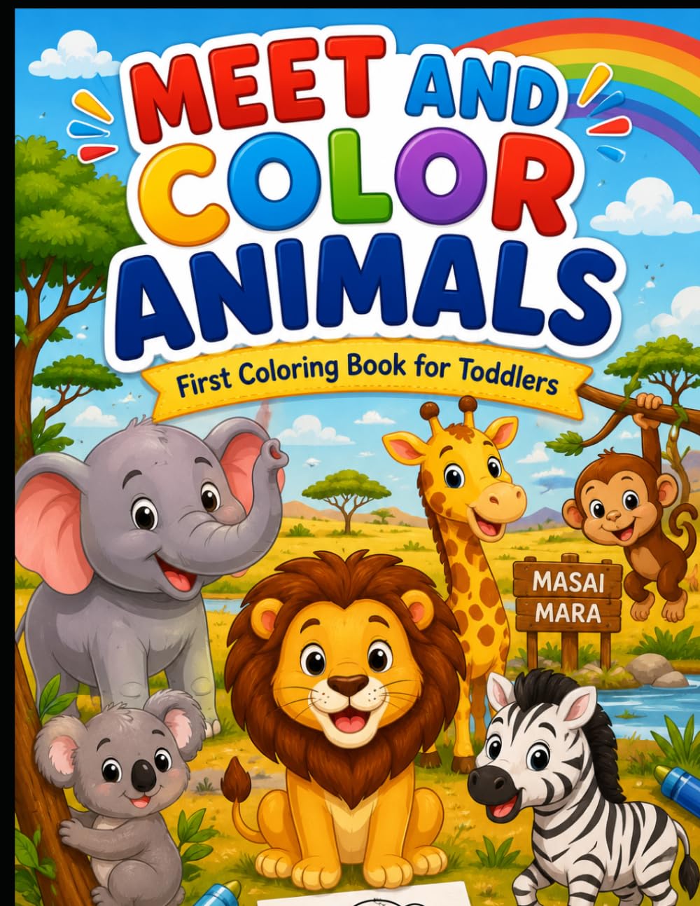Meet and Color Animals: First Coloring Book for Toddlers
