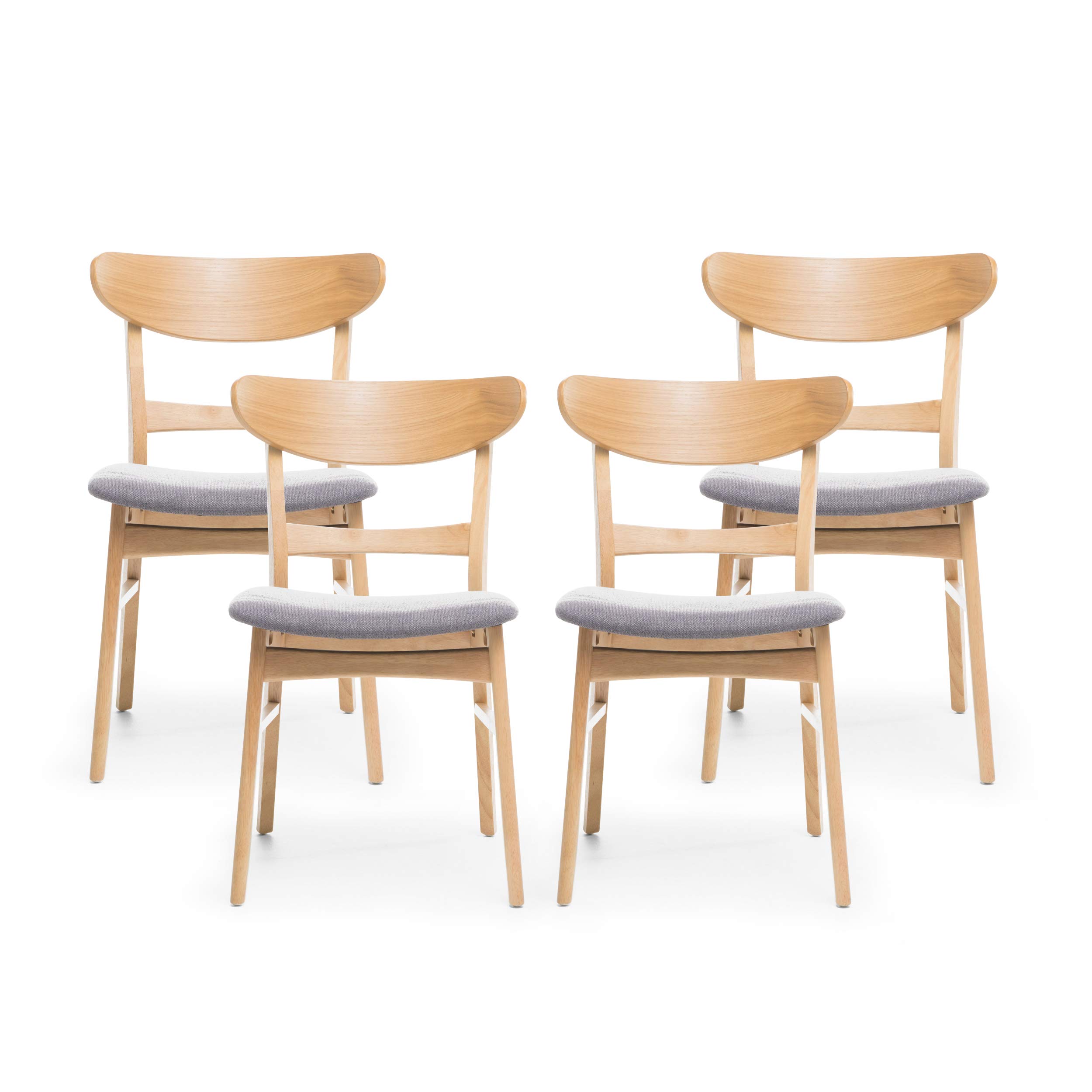 Photo 1 of Christopher Knight Home Heather Mid-Century Modern Dining Chairs (Set of 2), Dark Gray, Natural Oak
