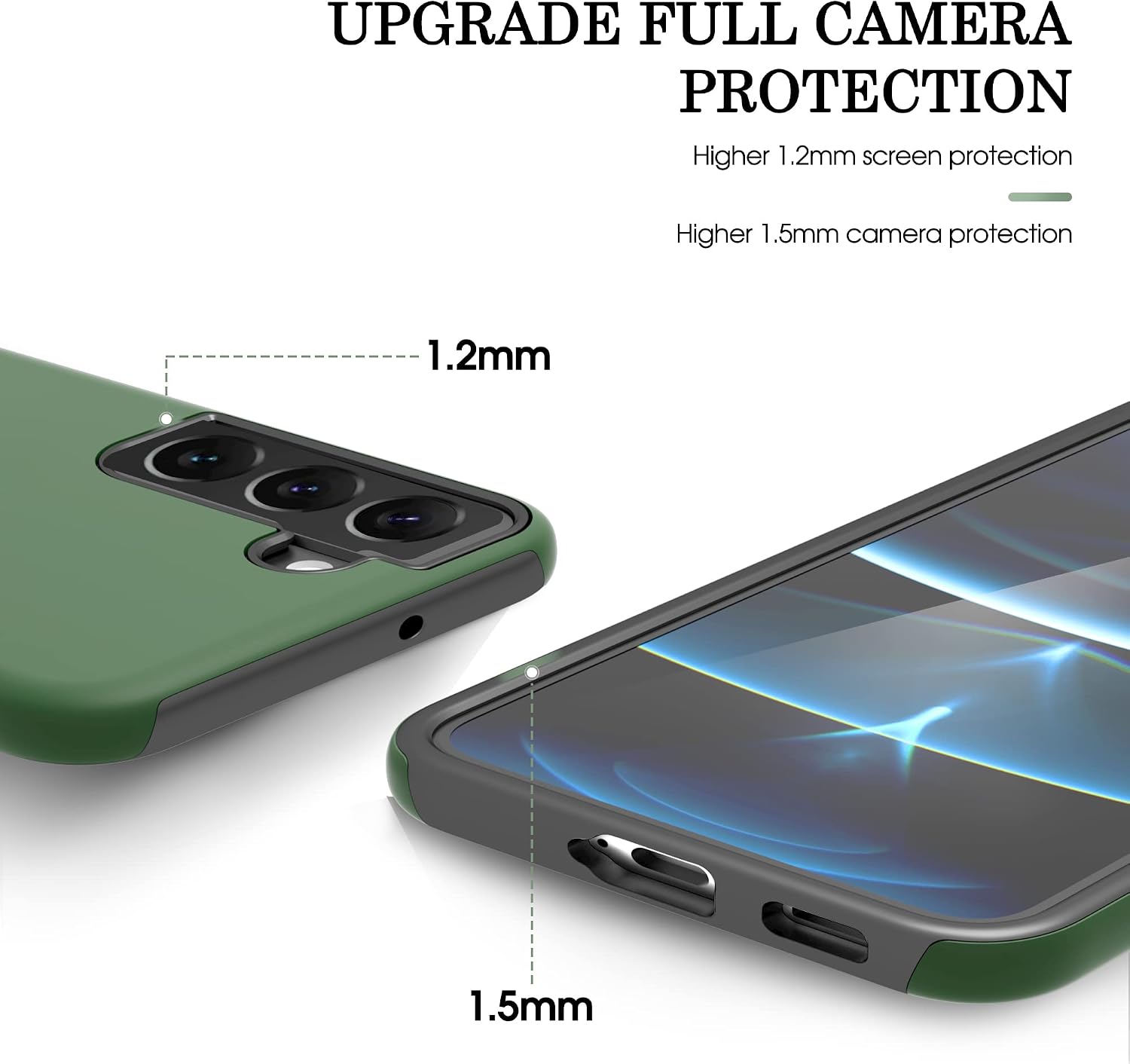 Galaxy S22 Case, Samsung Galaxy S22 Case with HD Screen Protector, Gritup [Military Grade] Shockproof Protection Case with 360° Magnetic Ring Holder Kickstand Phone Case for Samsung S22, Green