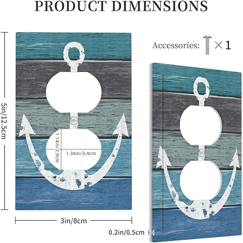 Miniatura 5 de Anchor Sailing - Placa de salida de 1 banda de estilo náutico, cubierta decorativa de pared dúplex individual, cubierta de interruptor de luz para