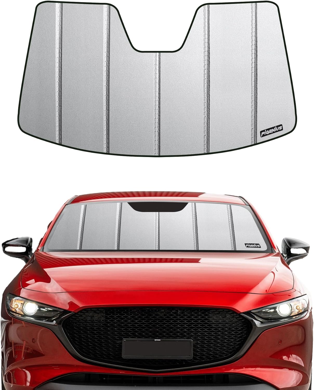 Windshield Sunshade for Mazda 3 2014-2018 (Sedan & Hatchback), Reversible Silver/Black