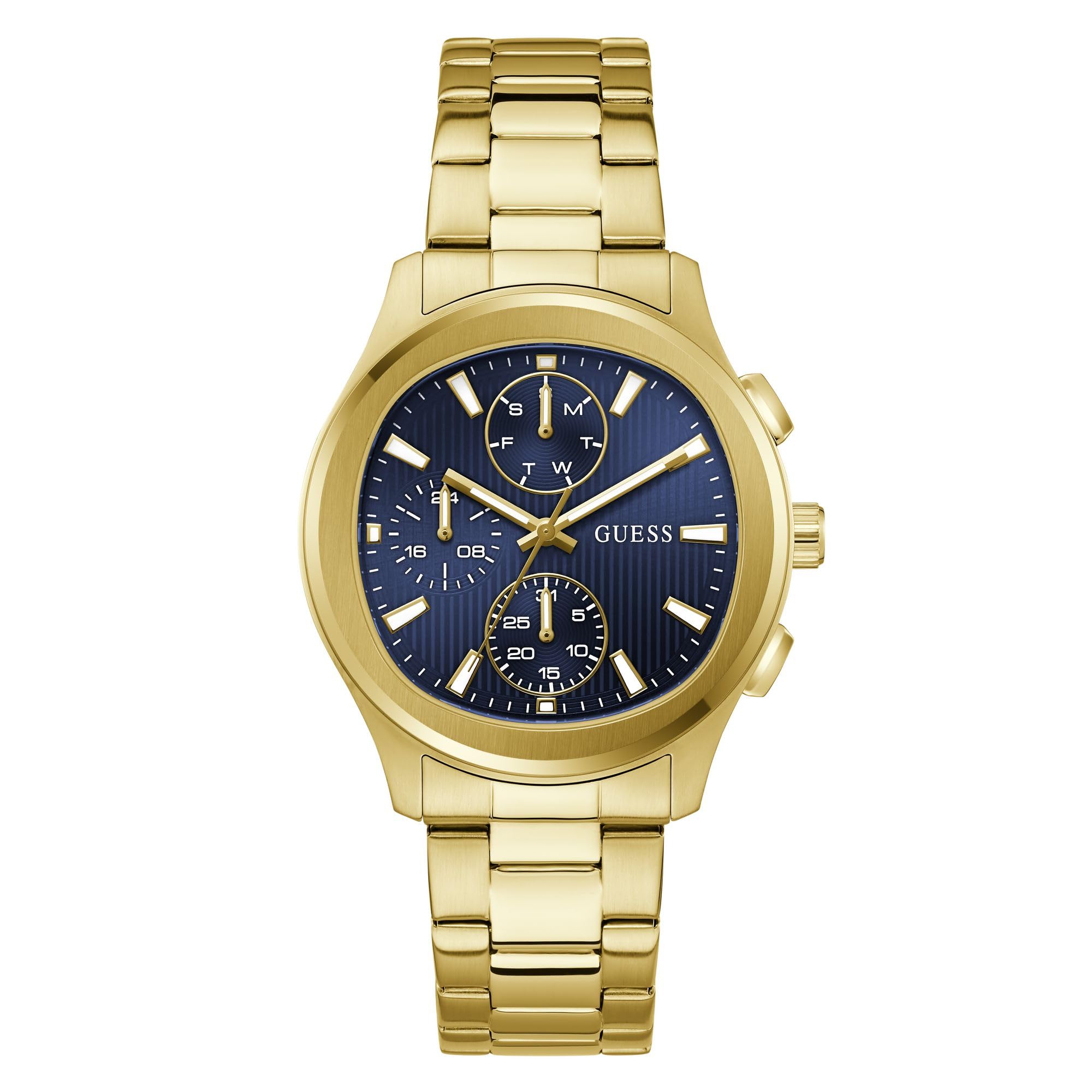 Guess Palmer GW1048G2 - Reloj de Pulsera analógico para Hombre (Cuarzo, Acero Inoxidable, 40 mm, Correa de Acero Inoxidable, 5 Bares), Color de la Esfera: Azul, indicador de Fecha