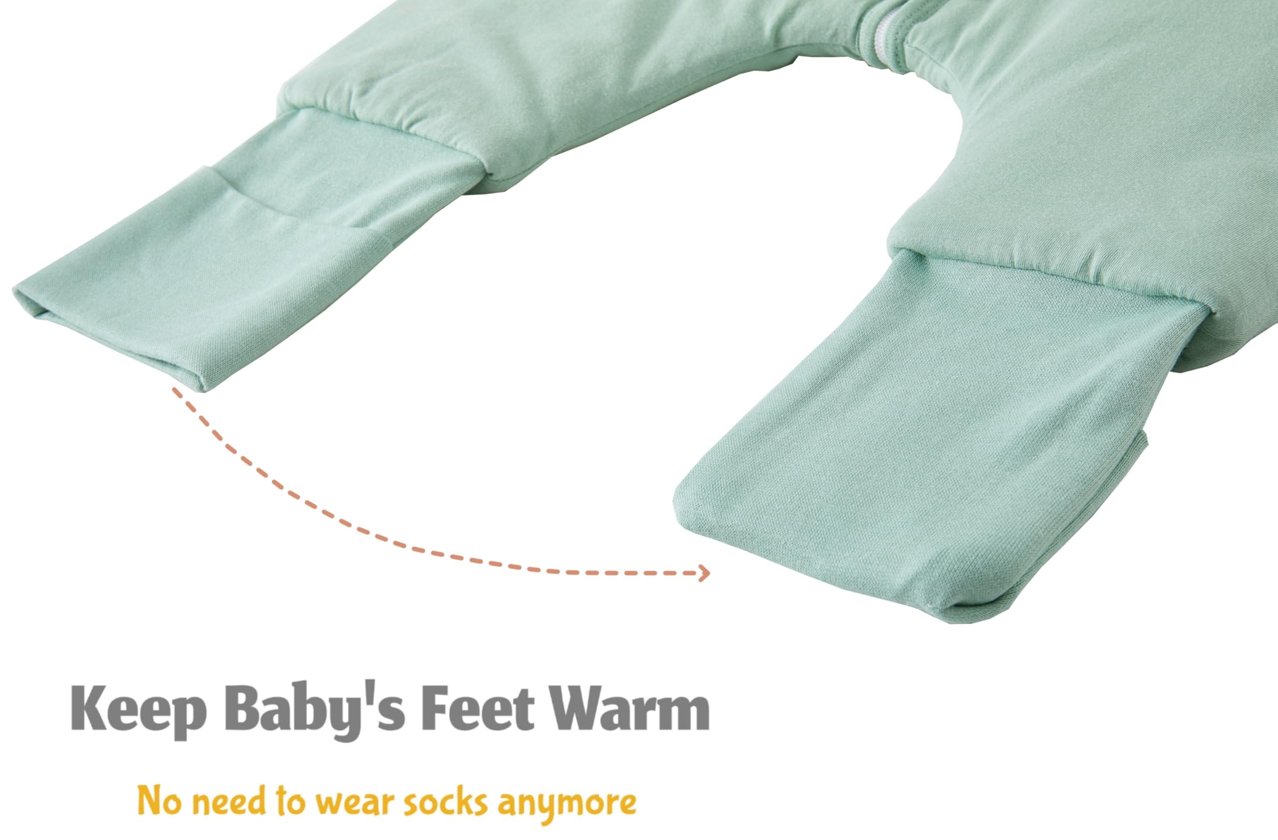 Chilsuessy Winter Baby Sleeping Bag with Feet 2.5 TOG Warm Baby Sleep Sack with Legs 100% Cotton Toddler Wearable Blanket Walker Sleep Sack for Boys and Girls 2.5 Tog/Light Green - Image 3
