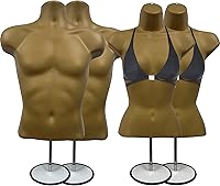 Vista 28 de DisplayTown Maniquí de torso masculino y femenino con soporte de metal, cuerpo con respaldo hueco, apilable, forma de vestido para exhibición