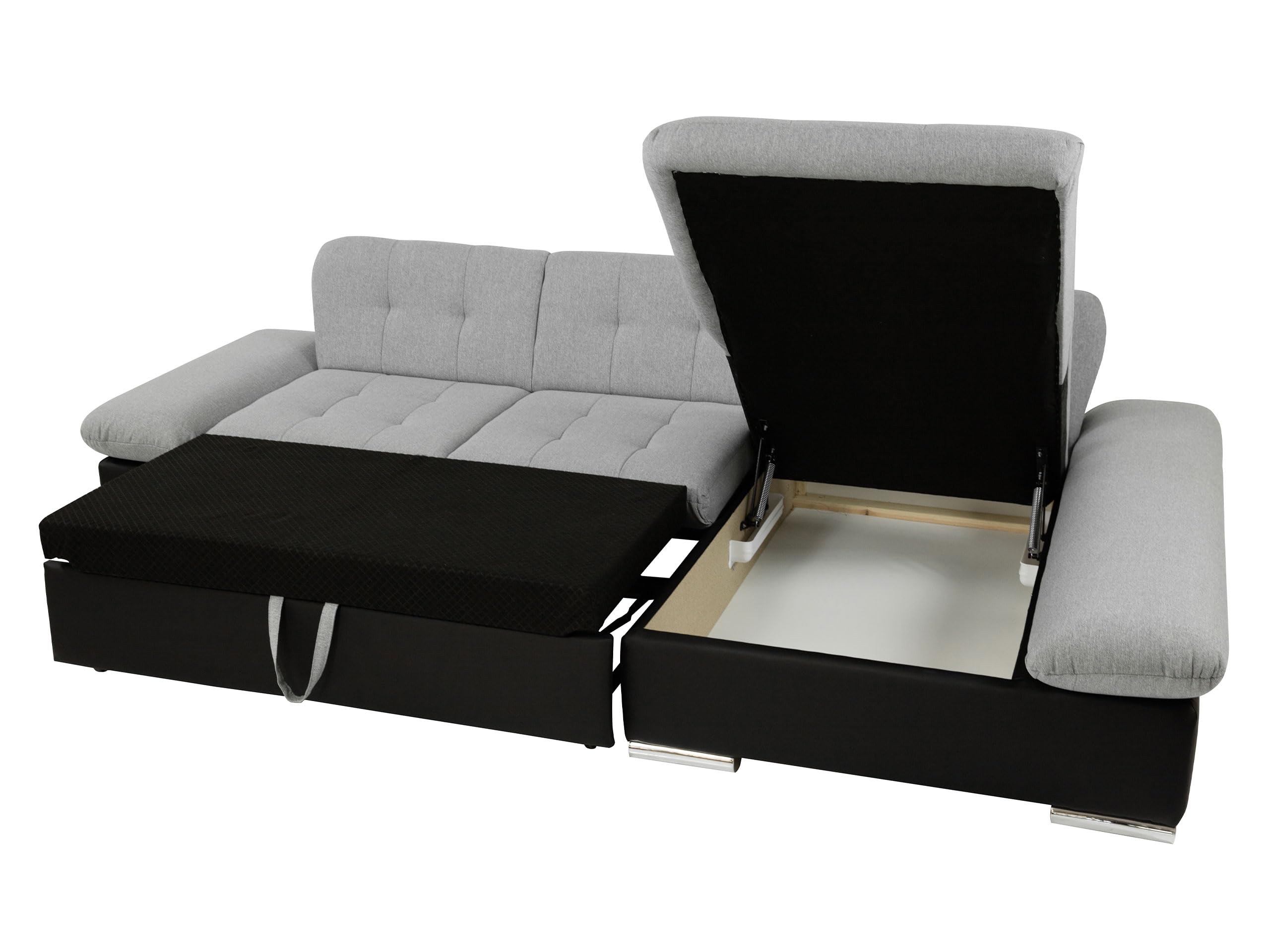 Mirjan24 Ecksofa Malwi mit Regulierbare Armlehnen Design Eckcouch mit Schlaffunktion Bettkasten L-Form Sofa vom Hersteller Couch Wohnlandschaft (Lux 06 + Lux 06 + Lux 05, Ecksofa: Links)