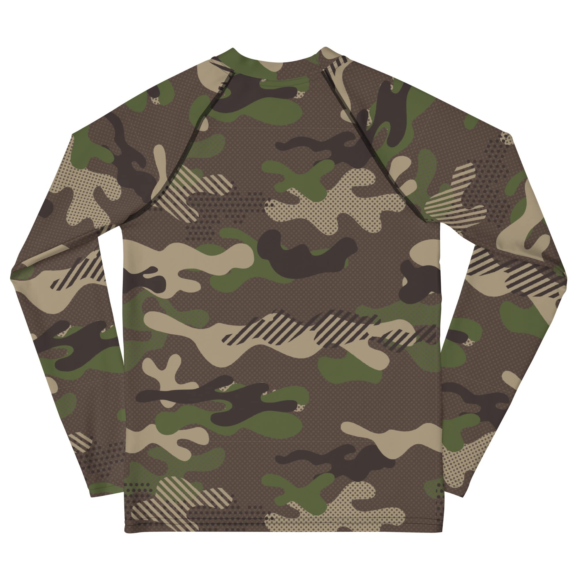 Rashguard Jugend Jungen, Langarm, Badeshirt, Schwimmshirt, Sonnenschutz, Badebekleidung, Schnelltrocknend, UPF 50+, Rash Top mit Print, Rash Guard Shirt, UV Shutz, Green Camouflage, 134-158 cm