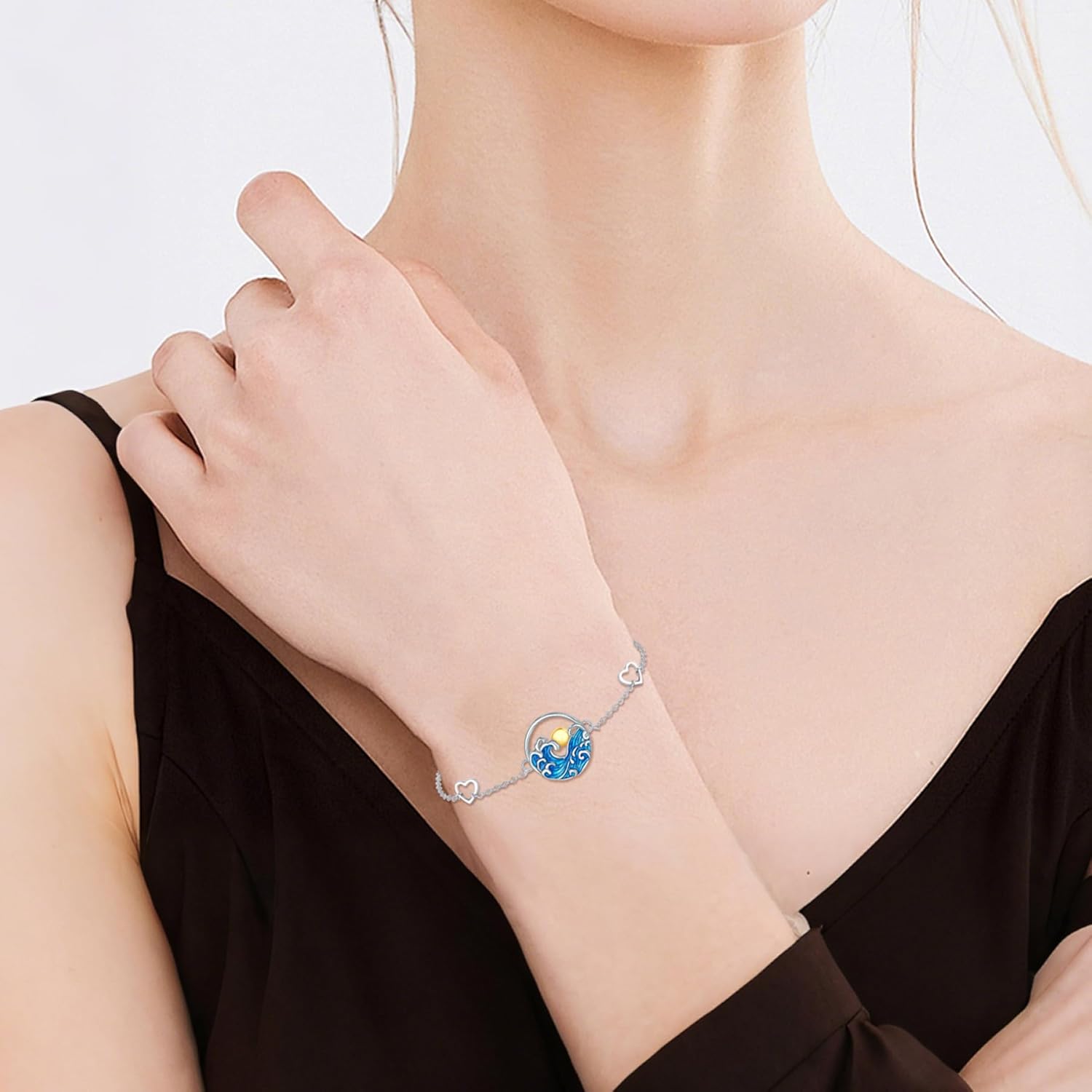 Ocean Bracelet for Women 925 Sterling Silver Ocean Bracelet Adjustable Ocean Jewelry Gift for Women - Image 4