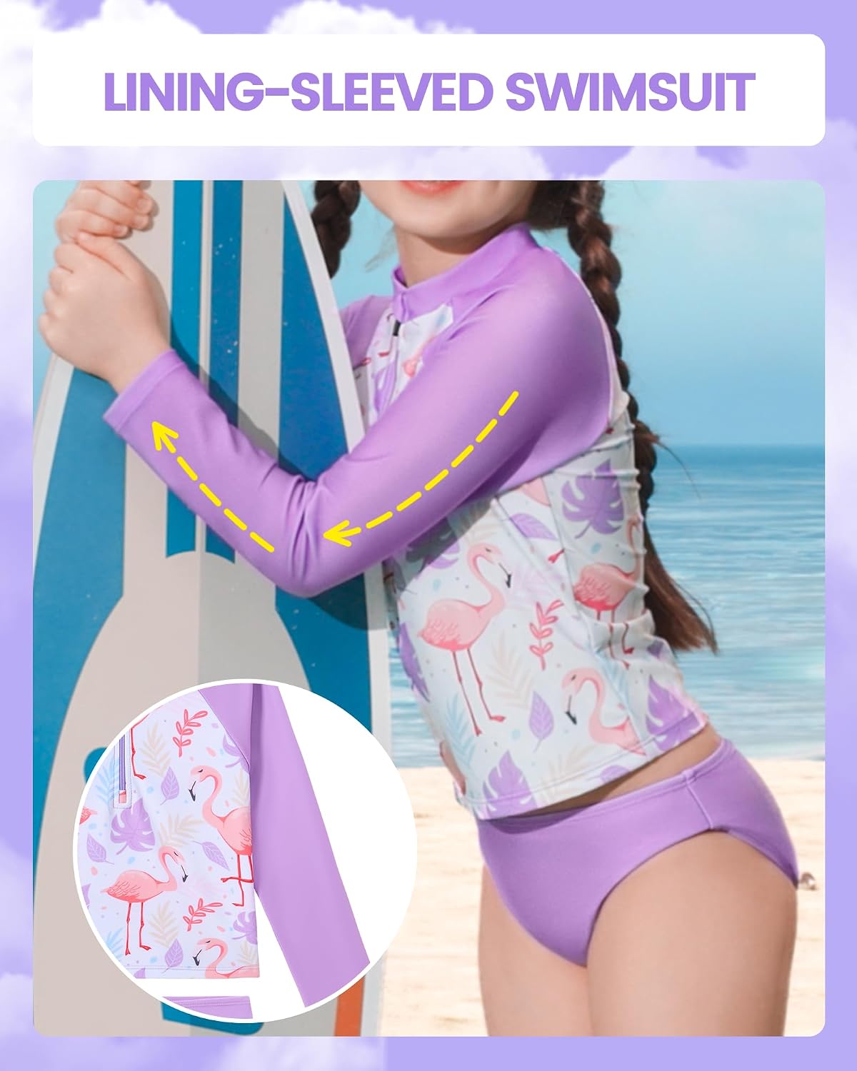 Angel season Girls Rash Guard Swimsuit Set Toddler Kids Swimwear Long Sleeve Bathing Suits Little Girl Summer UPF 50+