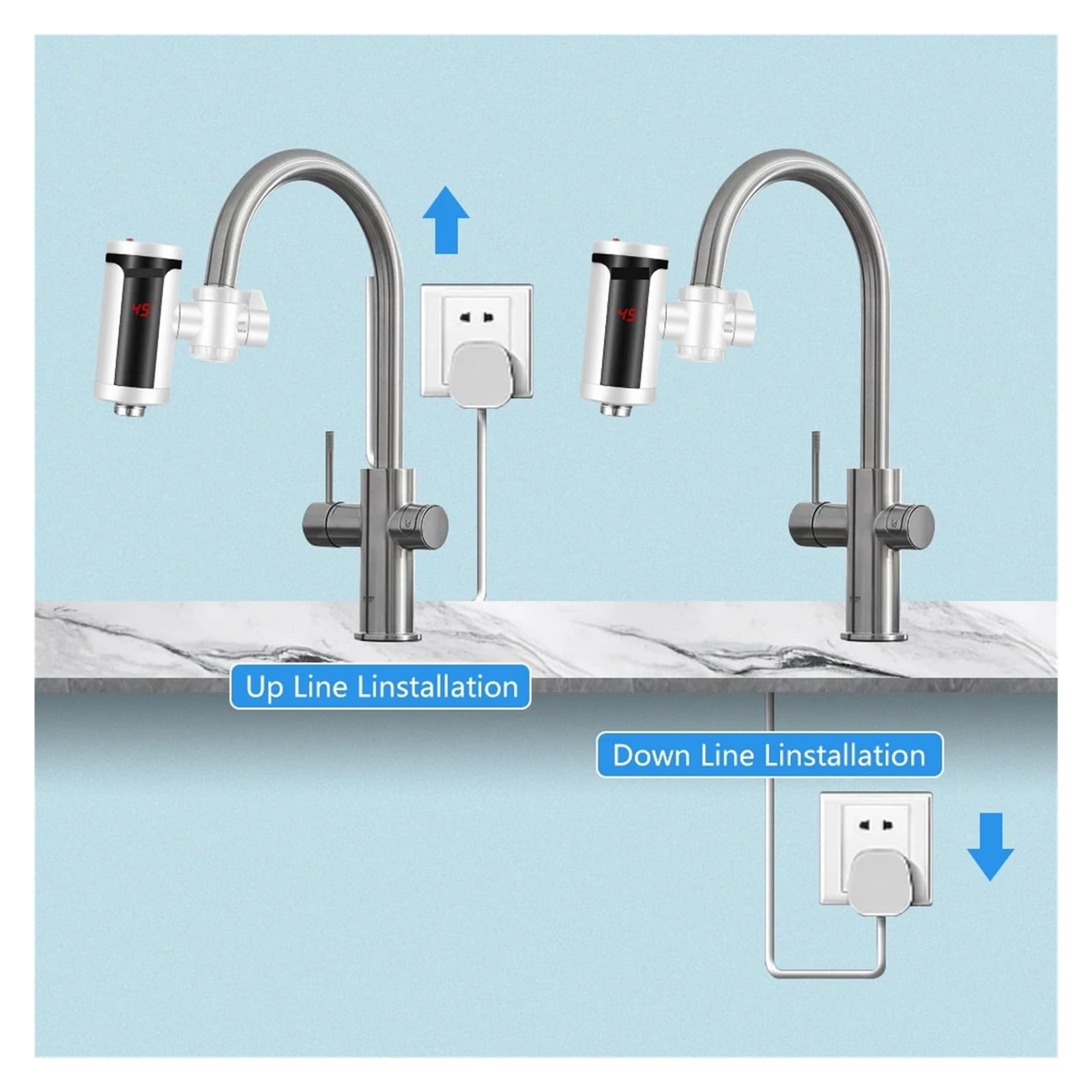 Rubinetto Elettrico for Acqua Calda Istantanea 3300W Scaldabagno da Cucina Moderno con Rubinetto for Riscaldamento Istantaneo Del'acqua La Sicurezza Efficiente