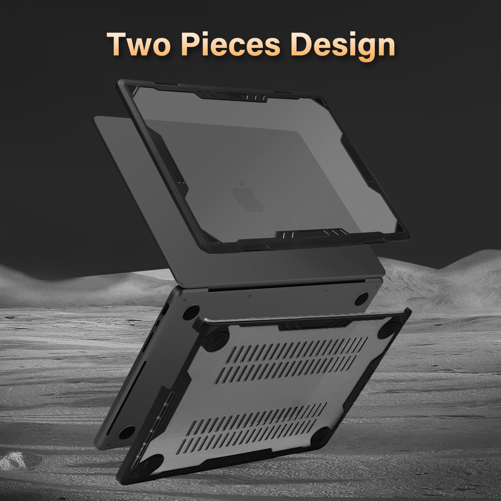 MOSISO Custodia Compatibile con MacBook Pro 14 Cover 2025-2021 M5 A3434 M4 A3112 A3185 A3401 M3 A2918 A2992 M2 A2779 M1 A2442,Case Paraurti TPU Geometrico Simmetrico&Copritastiera&Tipo C, Nero