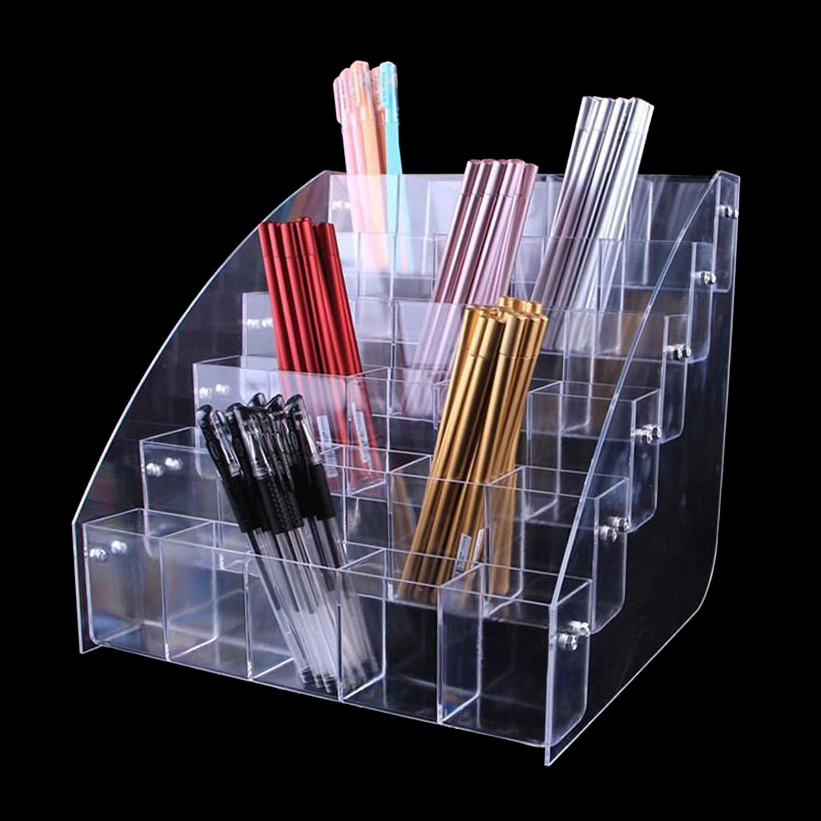 HDOYTXXM Clear Acrylic Pens Pencils Holder Base Stationery Store Storage Box Versatile Writing Tool Holder Case for School Work Desktop Writing Pot