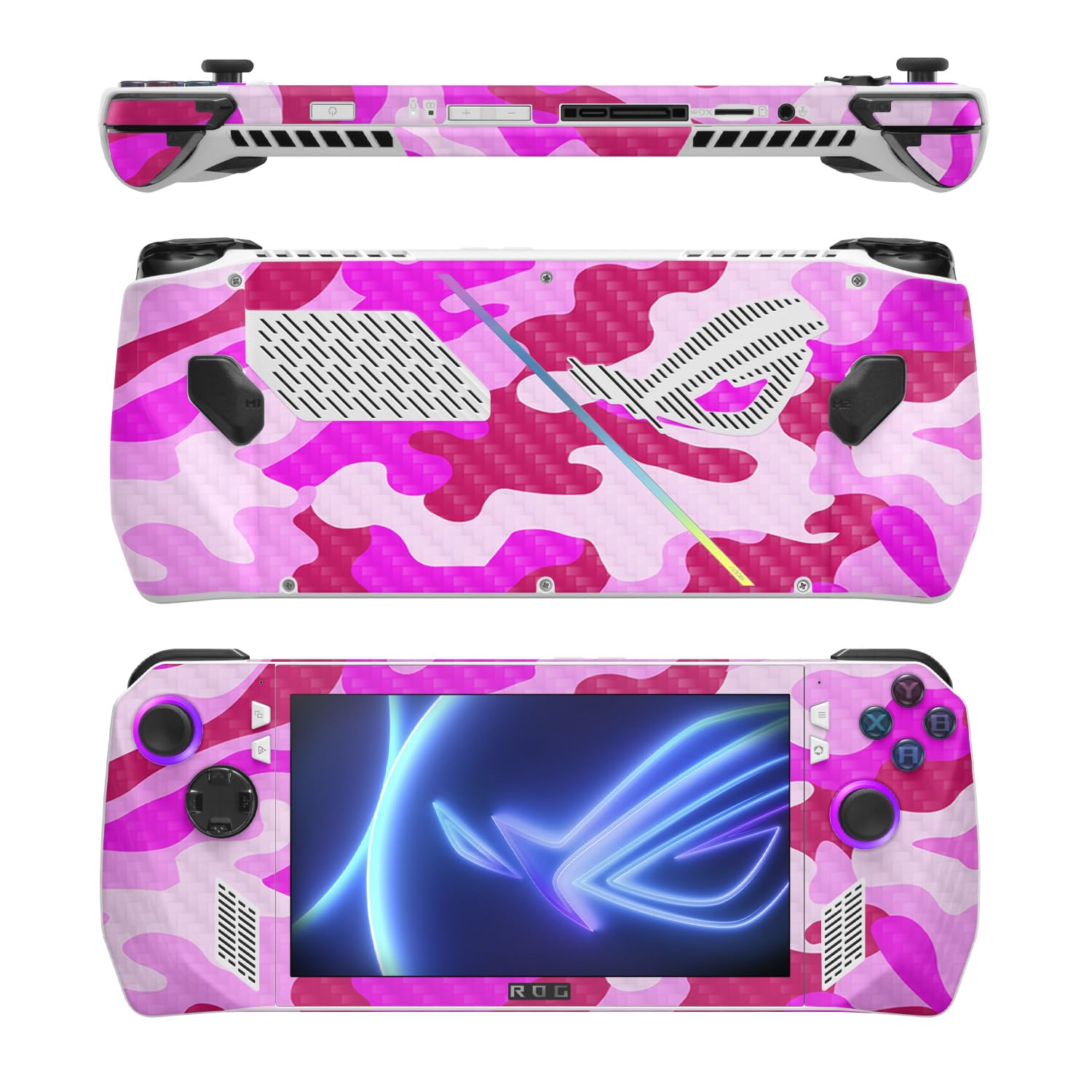 MightySkins Carbon Fiber Skin Compatible with Asus ROG Ally - Pink Camo | Protective, Durable Textured Carbon Fiber Finish | Easy to Apply, Remove, and Change Style