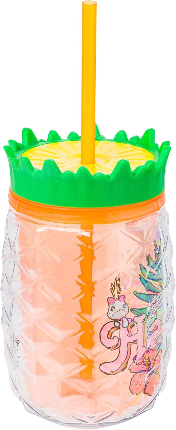 Silver Buffalo Disney Lilo and Stitch Greetings From Hawaii Featuring Scrump Pineapple Shaped Double Wall Tumbler, 16 Ounces - Image 2