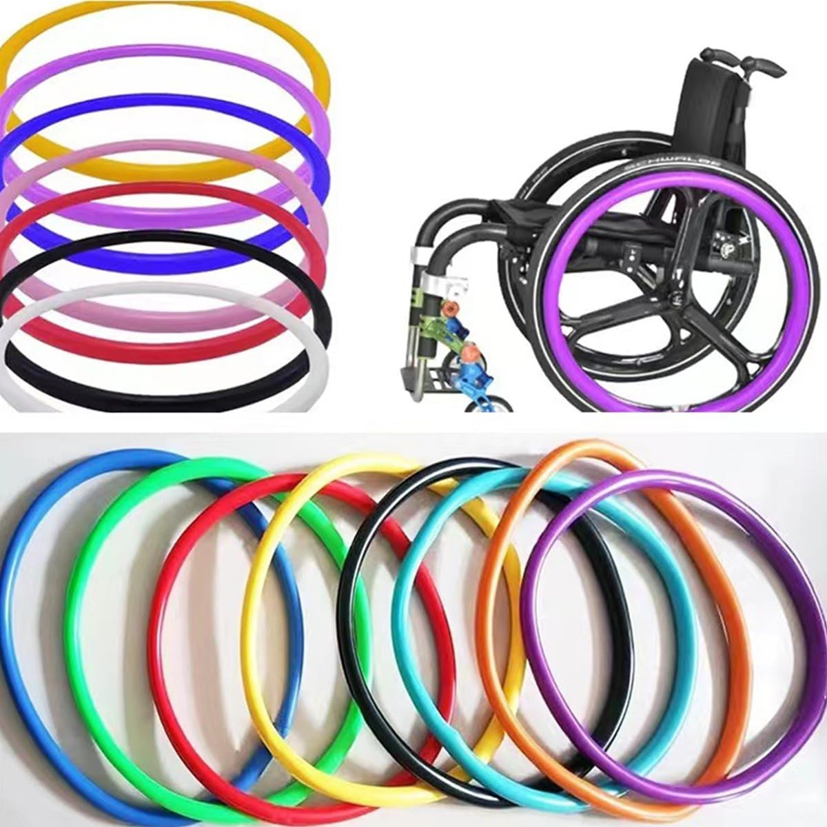 Funda para silla de ruedas de 22/24 pulgadas, fundas de silicona para llantas de silla de ruedas, funda protectora antideslizante resistente al desgaste para ruedas de silla de ruedas, fundas para ru