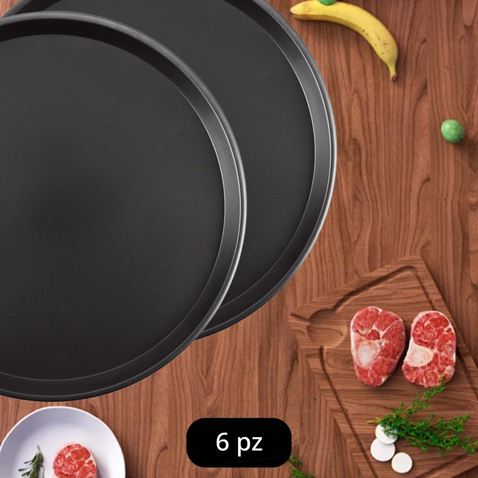 Confezione da 6 teglie per pizza, 30 cm, rotonde, antiaderente, in acciaio al carbonio, teglia da forno per pizza da forno