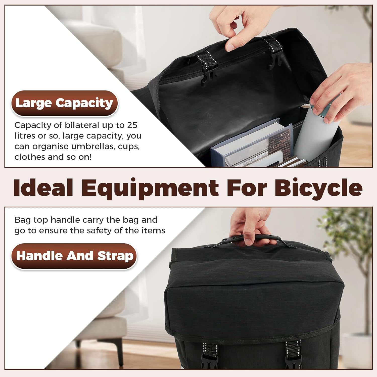 Bike Rack Bag, 25L Waterproof Bicycle Trunk Pannier Rear Seat Bag Cycling Bike Saddlebag, Multipurpose Strong Load Bearing Bike Rear Seat Bag for Mountain Bikes Motorcycles