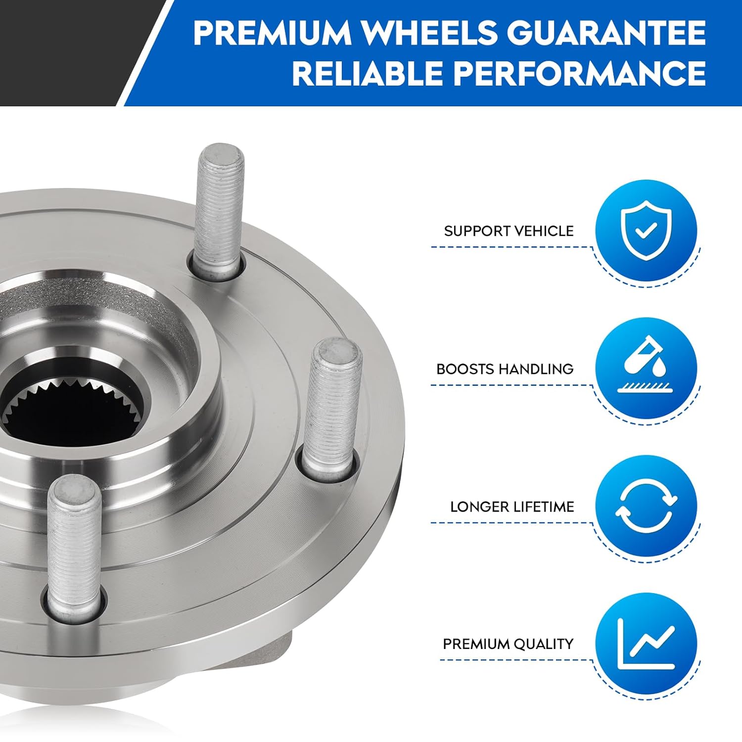 513273 Front Wheel Bearing & Hub Assembly for 2008-2016 Chrysler Town & Country/ 2008-2012 Dodge Grand Caravan/ 2009-2014 VW Routan, 5 Lugs w/ABS Hubs Assemblies 2010 2011 2013 2015, 2PCS