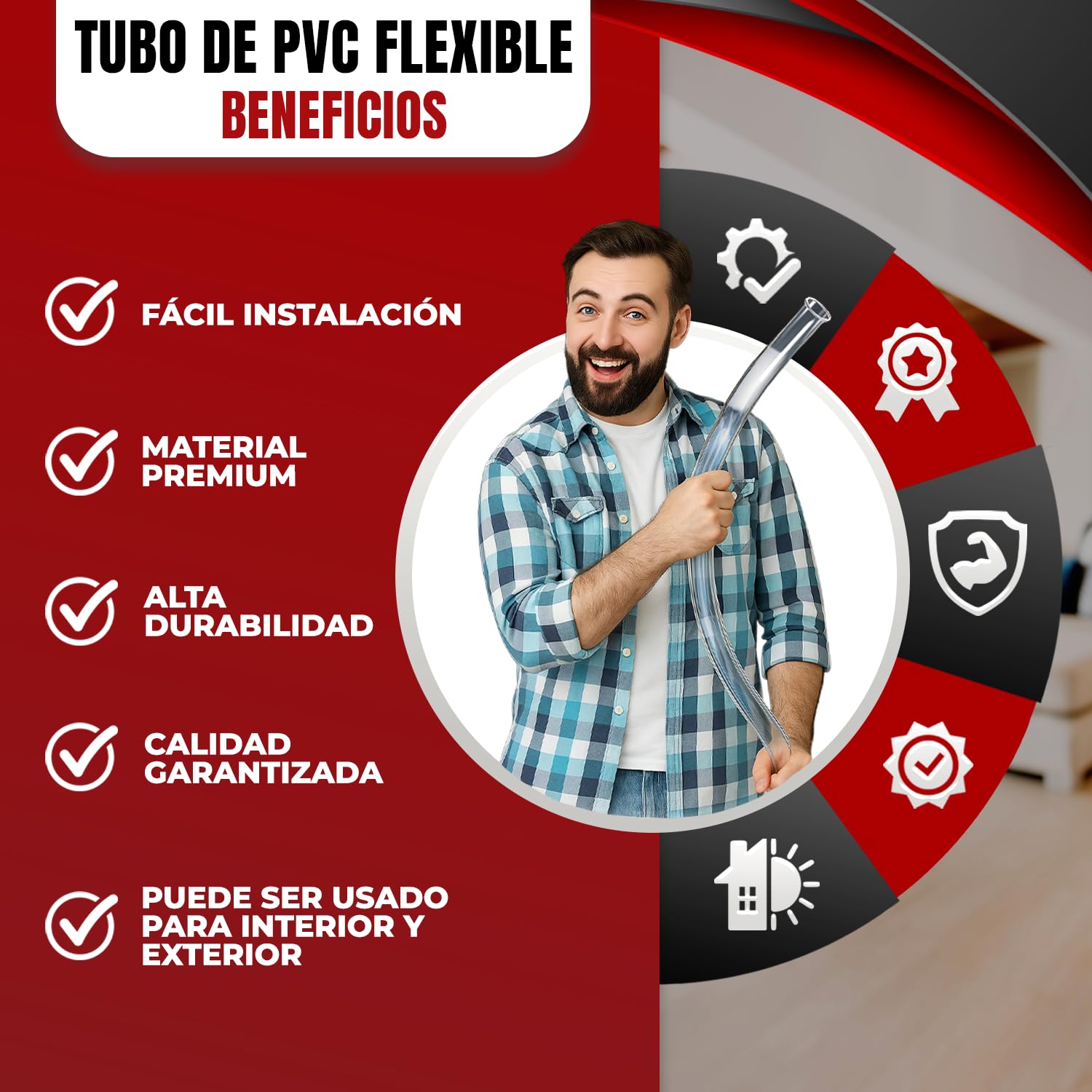 Tubo PVC, Tubo flexible PVC 4mm x 2mm, (10 Metro) transparente para aire y líquidos. Ideal para acuarios, bebederos, riego por goteo y proyectos DIY - Alimenticio seguro, flexible y fácil de instalar.