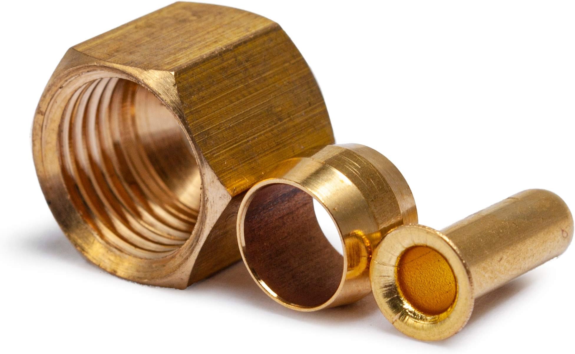 LTWFITTING Value Pack 1/4-Inch OD Brass Compression Insert,Sleeve Ferrule,Nut (Pack of 125)