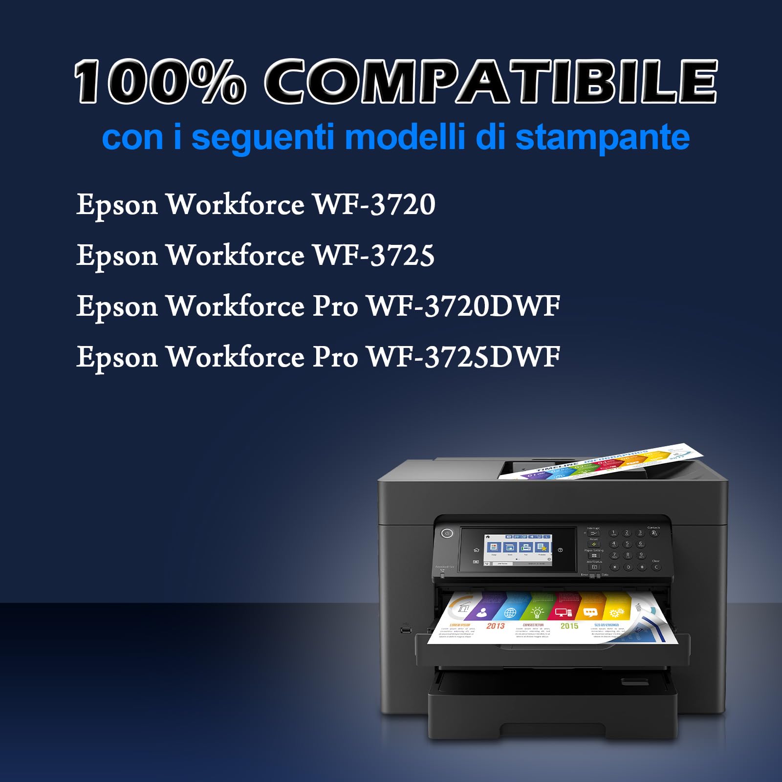 DOUBLE D 34XL Cartucce d'inchiostro Compatibili per Epson 34 Epson 34XL Multipack per Cartucce Epson WorkForce Pro WF-3725DWF WF-3720DWF WF3725 WF3720 (2 Nero, 1 Ciano, 1 Magenta, 1 Giallo)