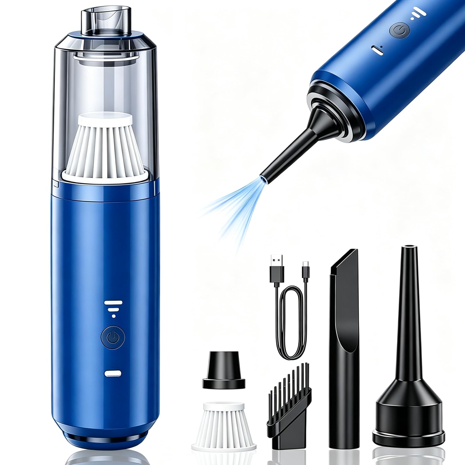 SCOVEE Handheld Vacuum Cleaner,Car Vacuum Cleaner, 4-in-1 Portable Mini Vacuum with 23000Pa Strong Suction, Electric Compressed Air Duster Blower For Offices, Cars, Homes, And Various Scenarios (Blue) โ image 1