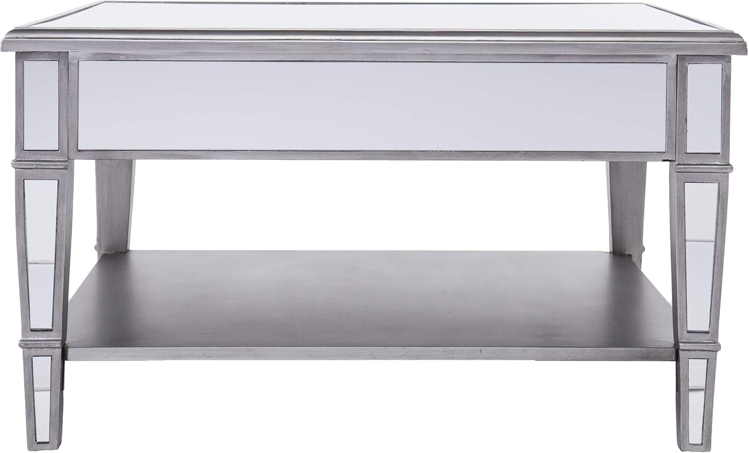 SEI Furniture Wedlyn Square Mirrored Coffee Table, Silver