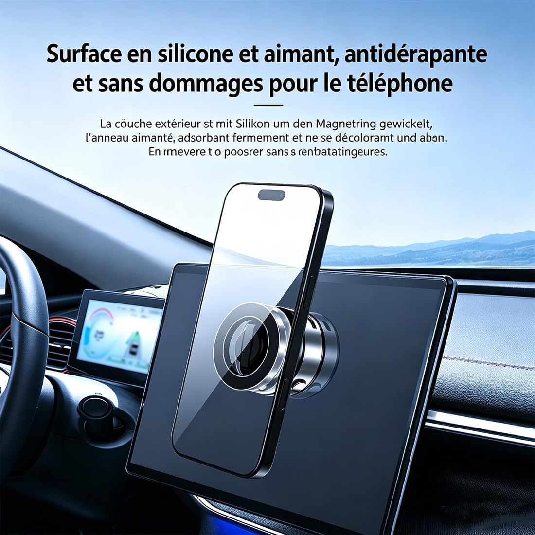 Support de Téléphone Fromevo, Support Telephone Voiture Ventouse, 360° Réglable Accessoires Auto, Stable et Antidérapant, Compatible Tous Smartphones, Idéal pour Bureau, Voiture, Appels et Vidéos (A)