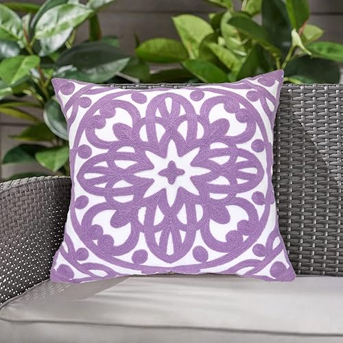Miniatura 9 de Alysheer Funda de almohada decorativa lumbar bordada de 12 x 20 pulgadas, patrón clásico bohemio de mandala bordado de algodón, funda de cojín