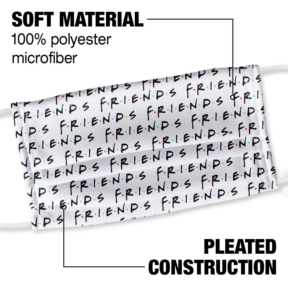 Popfunk Friends Logo Repeat 1-Ply Reusable Face Mask Covering with Adjustable Nose Wire, Unisex