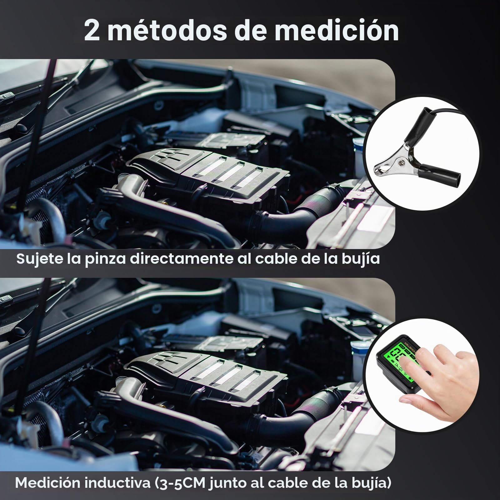 Tacómetro de Motosierra Digital Inductivo Tacó metro para motor de clip Drehzahlmesser RPM Tacómetros de Pulso para Cortacésped, Motocicleta,ATV, Barco, Equipo Marino, UTV y Motores Pequeños