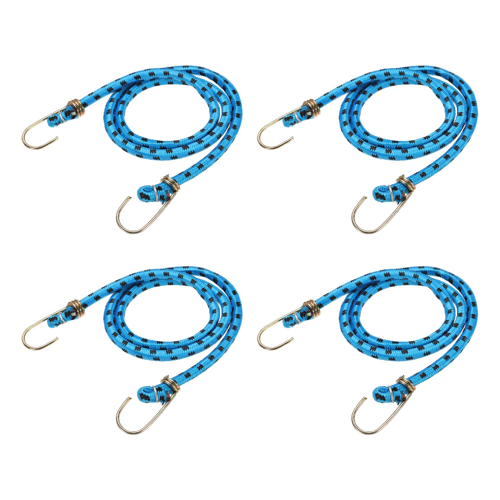 PATIKIL 2 m x 10 mm Marine Grade Bungee Cord with Hooks, 4Pcs Rubber Heavy Duty Outdoor Elastic Straps Kayak Stretch String Rope for Securing Luggage Moving Cargo, Blue