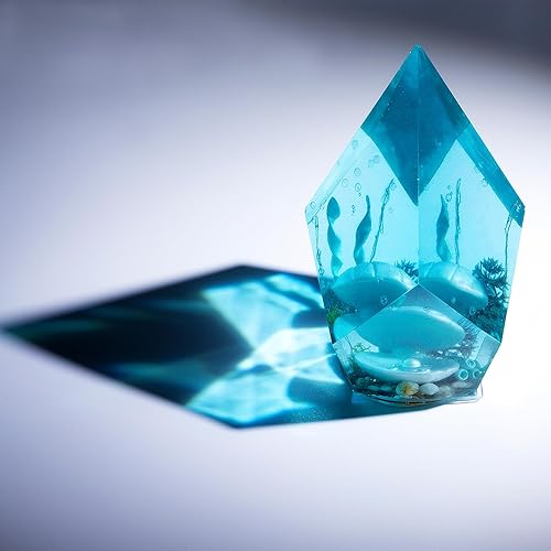 Miniatura 6 de Kit de preservación de flores de resina de molde de silicona de gema de cristal grande con cadena de luces LED, paquete de 9