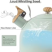 Vista 3 de LONFFERY Tetera para estufa, hervidor de té silbante de 2.5 cuartos de galón, con mango plegable de acero inoxidable de grado alimenticio