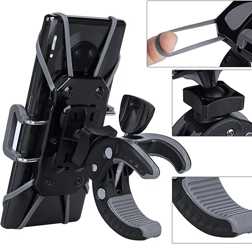 Miniatura 5 de Soporte de teléfono para bicicleta, soporte universal para teléfono celular, soporte de abrazadera para cochecito, scooter, caminadora, carrito de