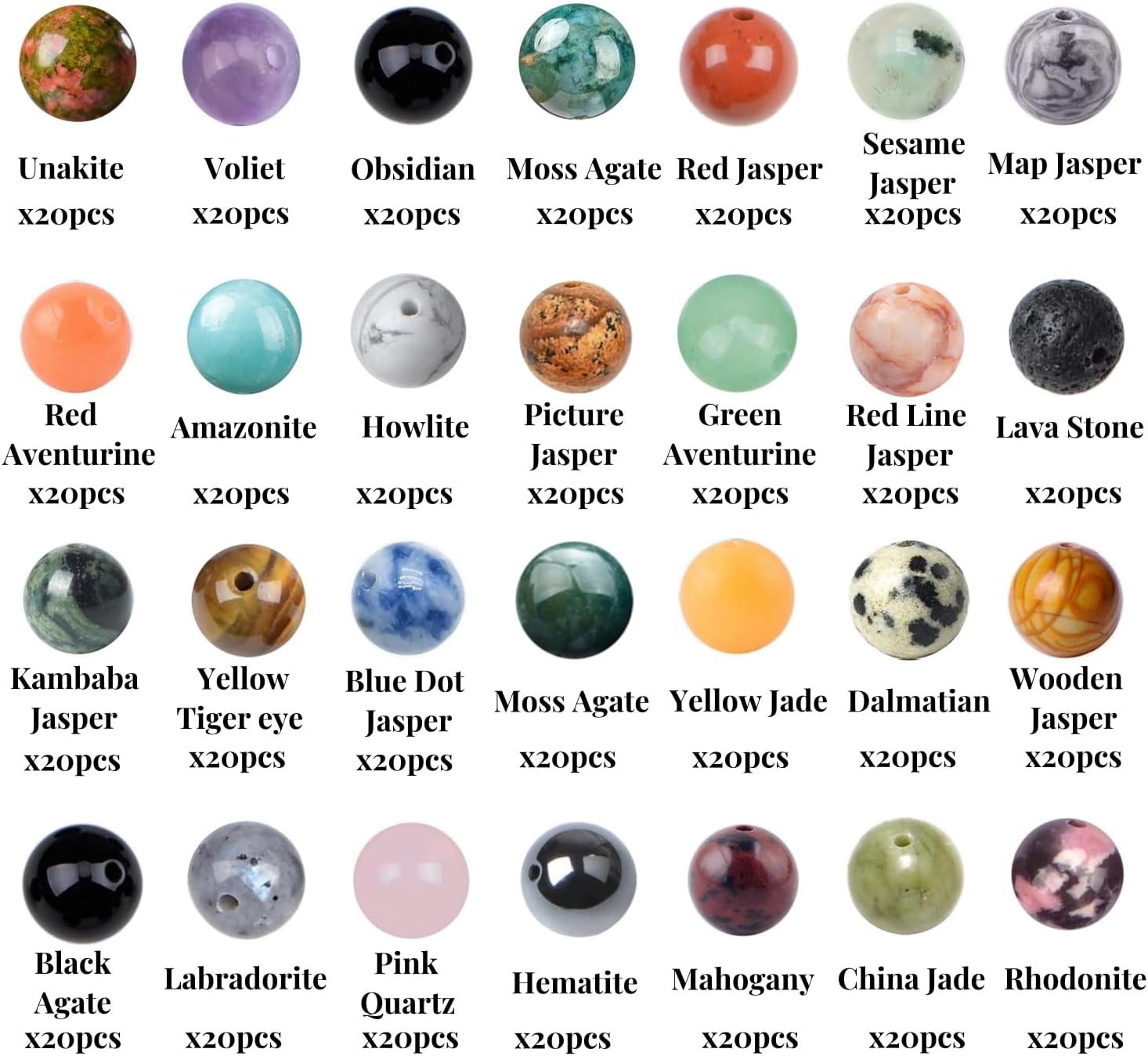 560pcs Crystal Beads for Jewelry Making Bulk,Natural Stone Beads Charm Gemstone DIY for Friendship Bracelet Making Kit Supplies(8mm,28 Color A) - Image 2