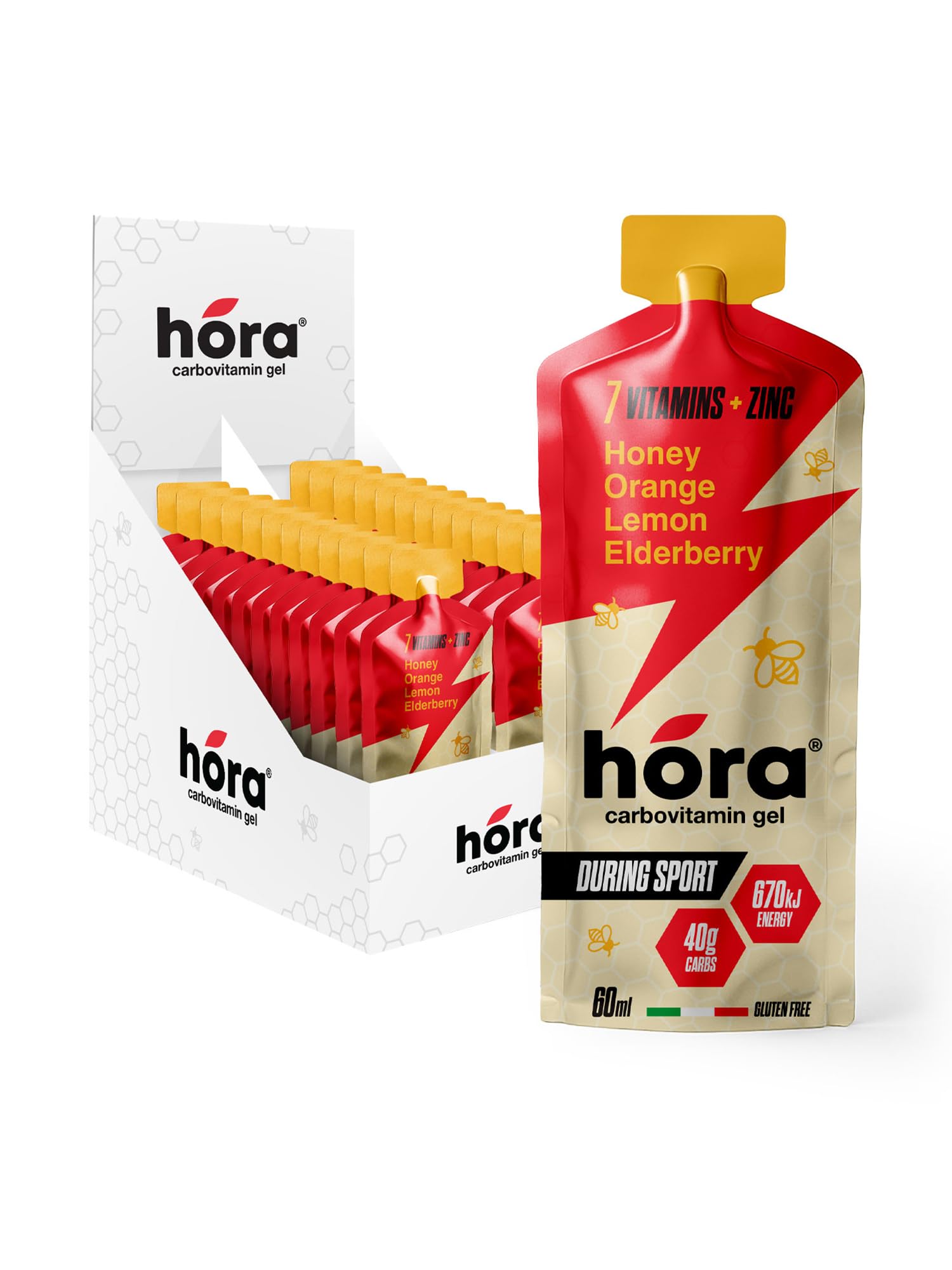 Carbovitamin Gel - Integratore Energetico - Box 24 Bustine da 60ml - Con Carboidrati e Vitamine