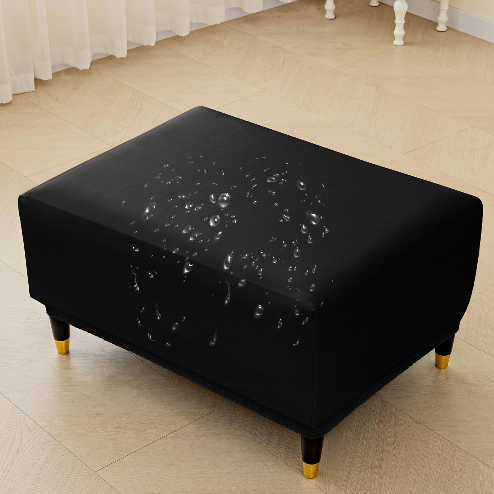 Acheter Housse de tabouret rectangulaire en polaire, élastique, en Spandex, pour repose-pieds, canapé, housse de protection pour meubles